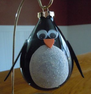 glass penguin ornament - penguin crafts